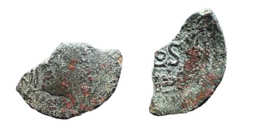 115 - Bilbilis. Época de Tiberio. AELIO SEIANO. As fraccionado para funcionar como semis.. 14-36 d.C. Calatayud (Zaragoza). (Abh-284). (Acip-3024b)