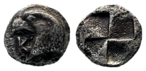 2 - Aiolis, Kyme. 480-450 a.C. Hemiobolo. (SNG de Aulock 1623.)