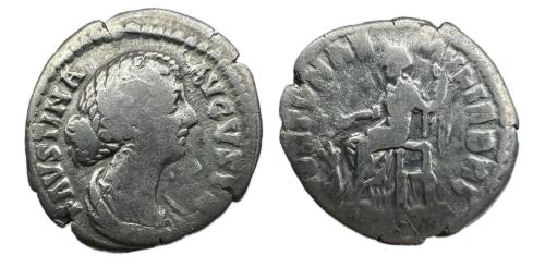 295 - Faustina la Menor, Augusta, 147-175. Denario. Roma, circa 170-176 d. C. ( RIC III, 683 (Aurelio)).
