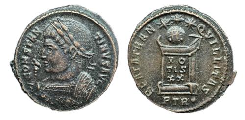 418   -  Constantino I el Grande, BI Nummus. Tréveris,( RIC VII 370.)