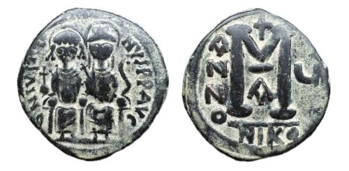 448   -  JUSTINO II y SOFIA. Follis.  565-578 d.C. Nicomedia. (Seaby 369).