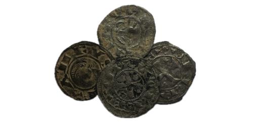 492 - Lote de 4 monedas de la Edad Media. Dineros de Alfonso I de Aragón (1109-1126).