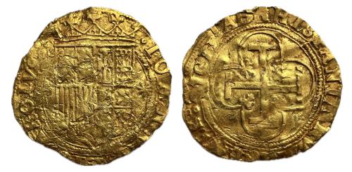 504   -  Juana y Carlos (1504-1555). 1 escudo. Sevilla. (Cal-196).
