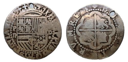 514 - Felipe II (1556-1598). 2 reales. (1577-1588). Lima.