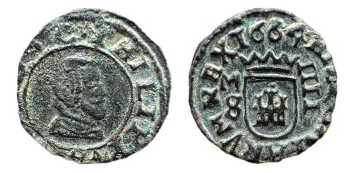 530   -  Felipe IV (1621-1665). 4 maravedís. 1664. Madrid. S.