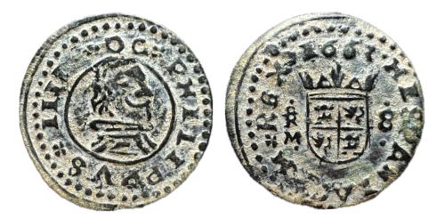 542   -  Felipe IV (1621-1665). 8 maravedís. 1663. Trujillo. M.