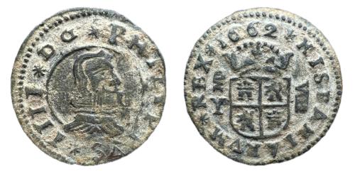 544 - Felipe IV (1621-1665). 8 maravedís. 1662. Madrid. Y. (Jarabo-Sanahuja-Tipo M66 var).