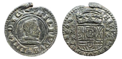 552 - Felipe IV (1621-1665). 16 maravedís. 1662. Sevilla.