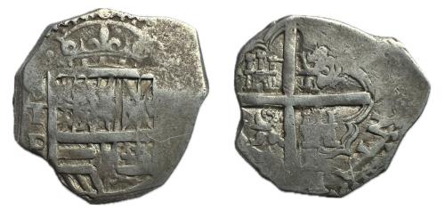 565 - Felipe IV (1621-1665). 2 reales. s/f. Toledo. P. (Jarabo-Sanahuja-Tipo C192).