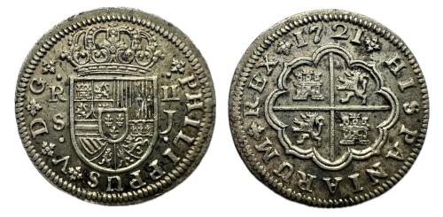 575 - Felipe V (1700-1746). 2 reales. 1721. Sevilla. J. (Cal-979).