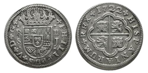 580 - Felipe V (1700-1746). 2 reales. 1722. Sevilla. J. (Cal-980).