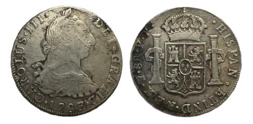 593   -  Carlos III (1759-1788). 8 reales. 1783. Potosí. PR. (Cal-1186)