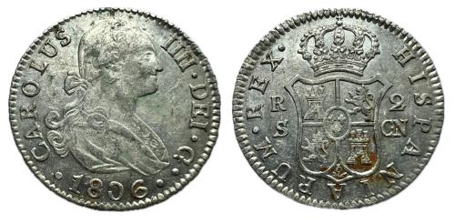 597   -  Carlos IV (1788-1808). 2 reales. 1806. Sevilla. CN. (Cal-726).