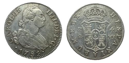 599   -  Carlos IV (1788-1808). 4 reales. 1791. Madrid.