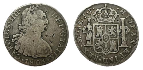 601   -  Carlos IV (1788-1808). 8 reales. 1804. Lima. JP. (Cal 2019-924).