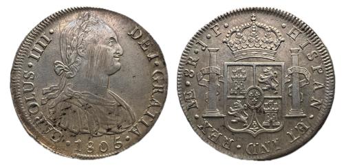 603   -  Carlos IV (1788-1808). 8 reales. 1805. Lima. JP. (Cal-925)
