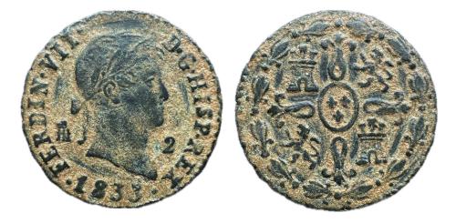 610   -  2 maravedís. 1833. Segovia. (Cal-157).
