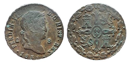 614   -  Fernando VII (1808-1833). 8 maravedís. 1831.