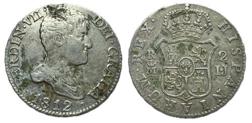621   -  Fernando VII (1808-1833). 2 reales. 1812. Madrid. IJ.