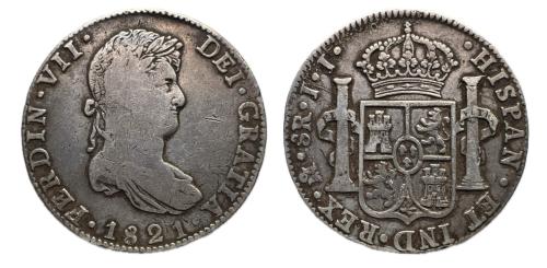 625   -  Fernando VII (1808-1833). 8 reales. 1821. México. JJ. (Cal-1337).