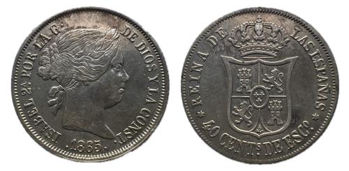 629   -  Isabel II (1833-1868). 40 céntimos de escudo. 1865.