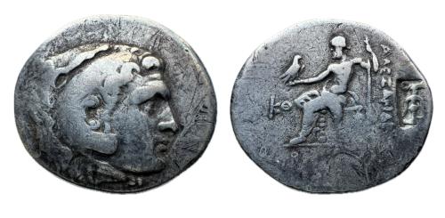 63 - Panfilia, Perge.Tetradracma 221-189 a. C. (Price 2943) . En nombre y tipo de Alejandro III de Macedonia. Datado en el año 29 AC (circa 193/2 a. C.) .