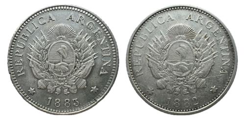 634   -  Argentina. 20 centavos. 1882 y 1883. (Km-27).