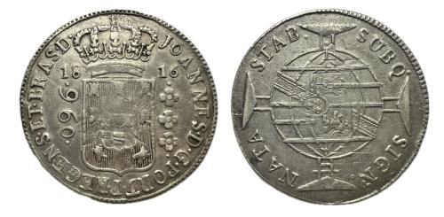 636   -  Brasil. D. Joao, Príncipe Regente (1799-1816). 960 reis. 1816. Bahía. B. (Km-307.1).
