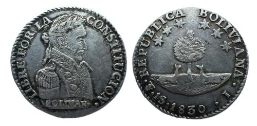 638   -  Bolivia. 1 sol. 1830. Potosí. JL. (Km-94a).