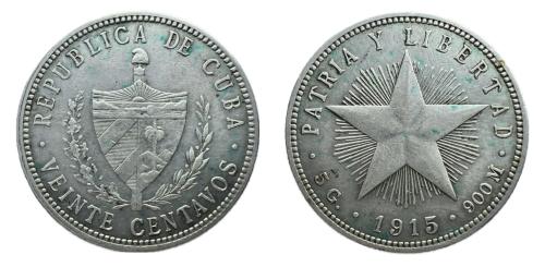 641   -  Cuba. 20 centavos. 1915. (Km-13.1).