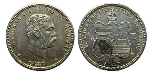 644   -  Hawaii. Kalakaua I. 1/4 dollar (Hapaha). 1883. (Km-5)