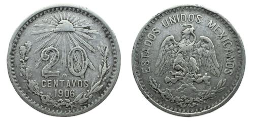 651   -  Mexico. 20 centavos. 1906.