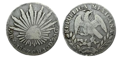 652   -  México. 2 reales. 1867. Mexico. CH. (Km-374).