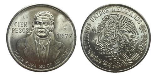 654   -  México. 100 pesos. 1977. México. (Km-483.2).