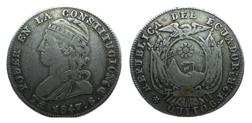 665   -  Sudamerica. Ecuador. 2 reales. 1847. Quito. GJ. (Km-33).