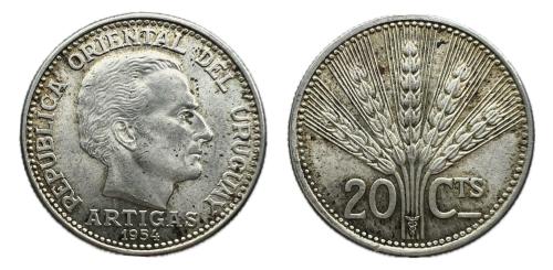 666   -  Uruguay. 20 centésimos. 1954. (Km-36)