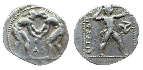 13   -  Pamphylia. Aspendos. Estátera. 380-325 a.C.