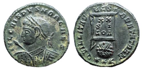 133   -  Crispo. Nummus. 322 d.C. Treveri. (RIC VII 308.