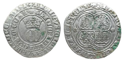 146   -  Reino de Castilla y León. Enrique II (1368-1379). 1 real. Sevilla. (Bautista-553 var.).
