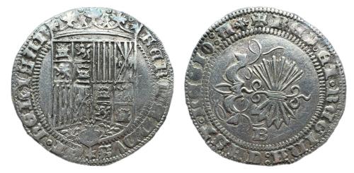 153 - Fernando e Isabel (1474-1504). 1 real. Burgos. (Cal-308). (Lf-F1.8.1).