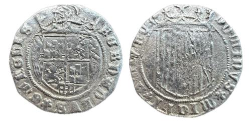 154 - Fernando e Isabel (1474-1504). 1 real. Segovia. (Cal-376).