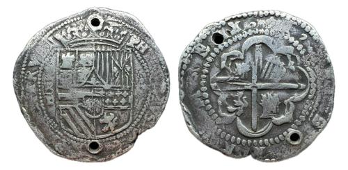 165 - Felipe II (1556-1598). 8 reales. ND (1578-1595). Potosí. B. (Cal-672).
