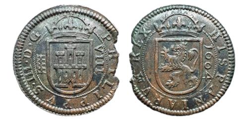 170   -  Felipe III (1598-1621). 8 maravedís. 1604. Segovia. (Cal-326).