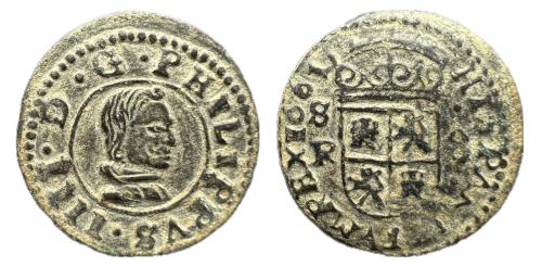 191 - Felipe IV (1621-1665). 8 maravedís. 1661. Sevilla. R. (Cal-405)
