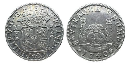 226   -  Felipe V (1700-1746). 2 reales. 1740/30. México.