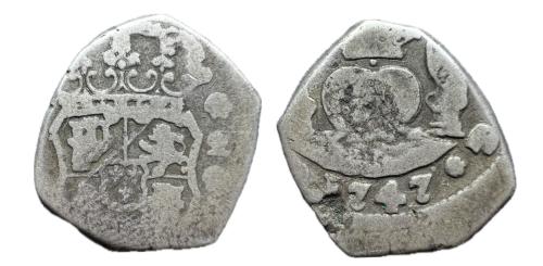 232 - Fernando VI (1746-1759). 2 reales. 1747. Guatemala. J. (Cal-244).