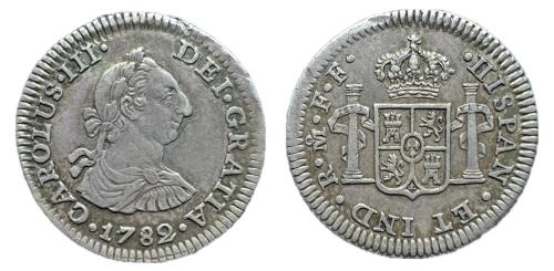 236   -  Carlos III (1759-1788). 1/2 real. 1782. México. FF. (Cal 2019-209).