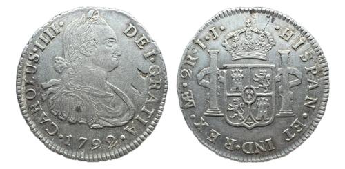 243   -  Carlos IV (1788-1808). 2 reales. 1792. Lima. IJ.