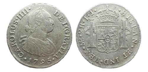 244   -  Carlos IV (1788-1808). 2 reales. 1795. Lima. IJ.