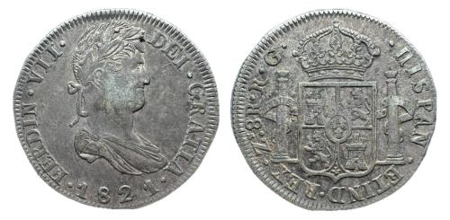 249   -  Fernando VII (1808-1833). 8 reales. 1821. Zacatecas. RG. (Cal-1465)